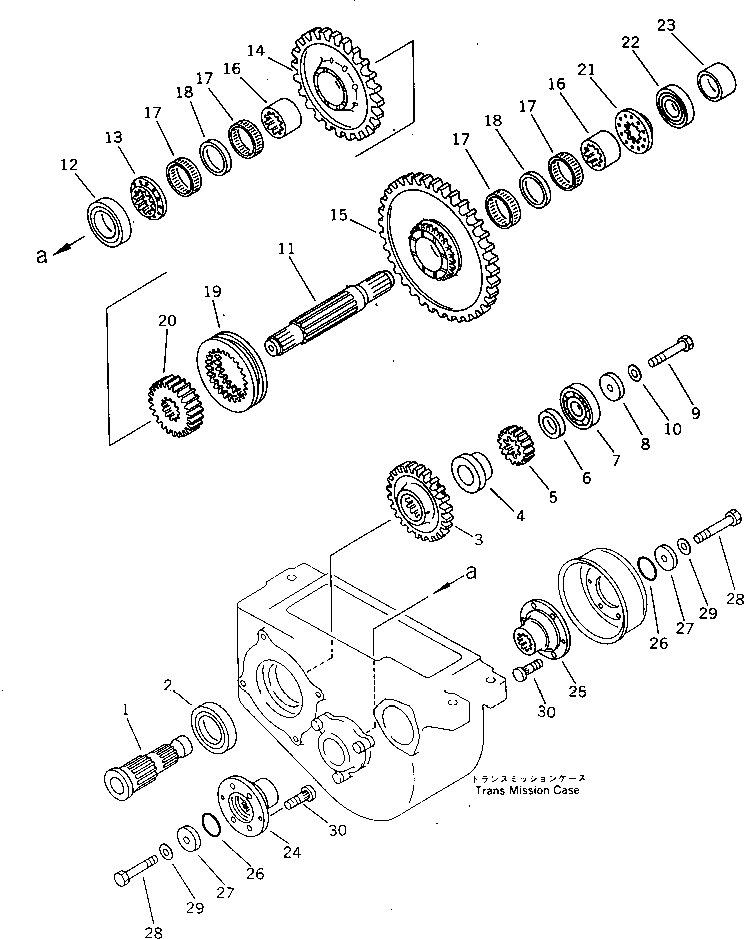 Komatsu parts book diagram for PW150-1 S/N 1001-UP: TRANSMISSION (2/3)