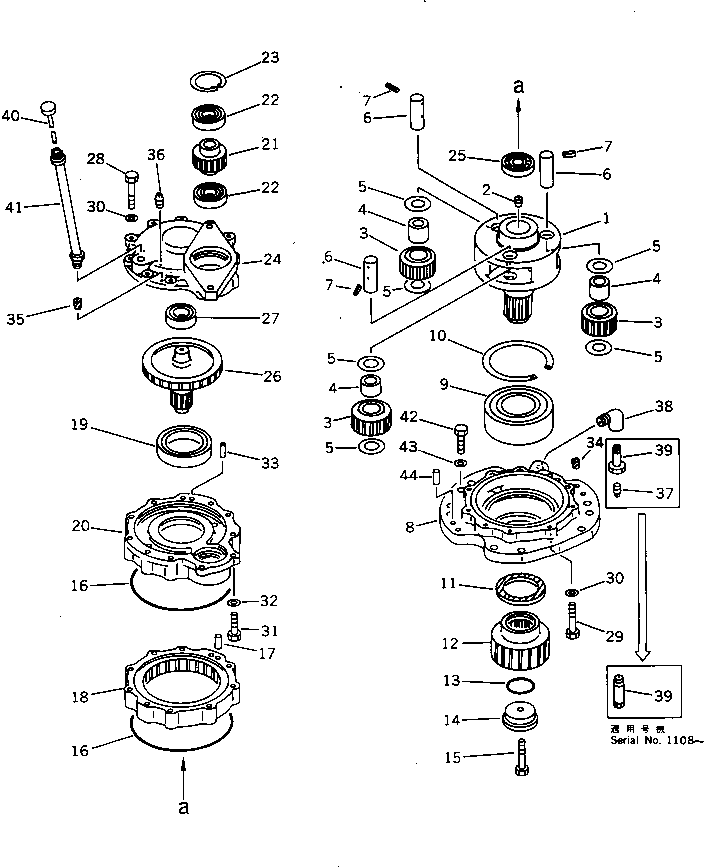 Komatsu parts book diagram for PW150-1 S/N 1001-UP: SWING MACHINERY