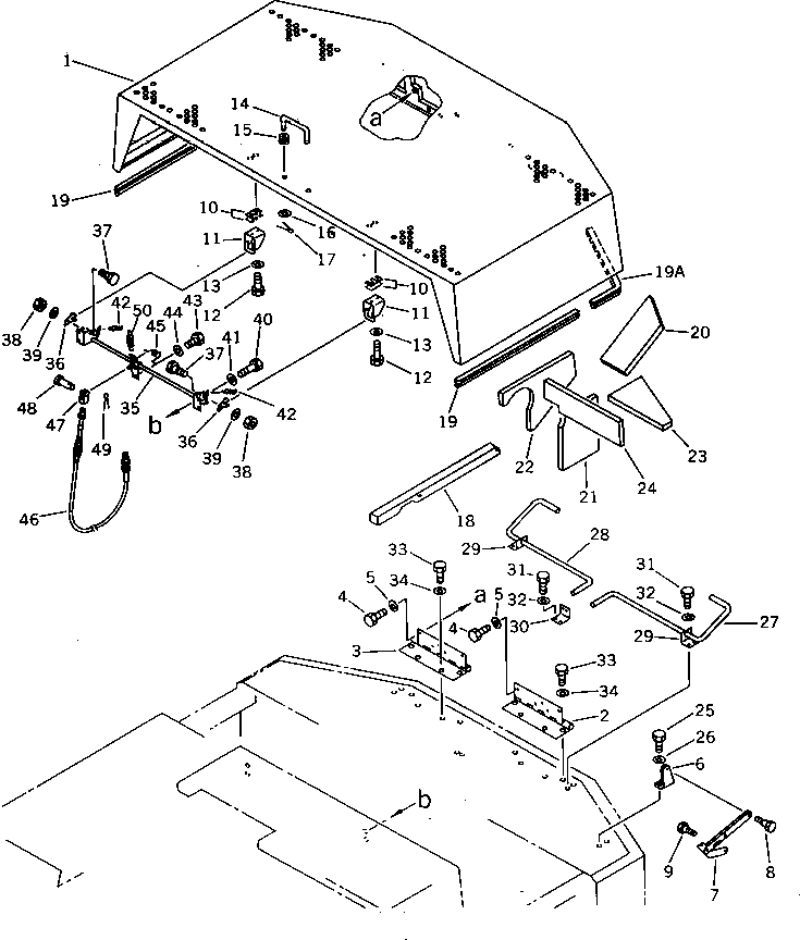 Komatsu parts book diagram for PW150-1 S/N 1001-UP: MACHINERY COMPARTMENT (2/3)(#1001-1117)