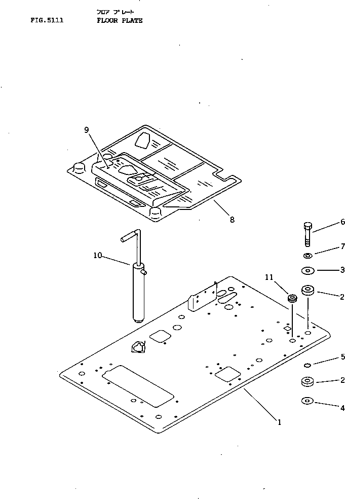 Komatsu parts book diagram for PW150-1 S/N 1001-UP: FLOOR PLATE