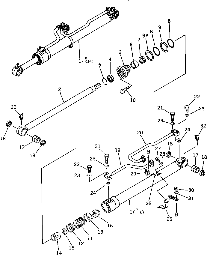 Komatsu parts book diagram for PW150-1 S/N 1001-UP: BOOM CYLINDER