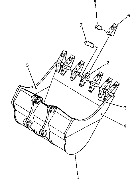 Komatsu parts book diagram for PW150-1 S/N 1001-UP: LIGHT WORK BUCKET 0.90M3 WIDTH 1450MM