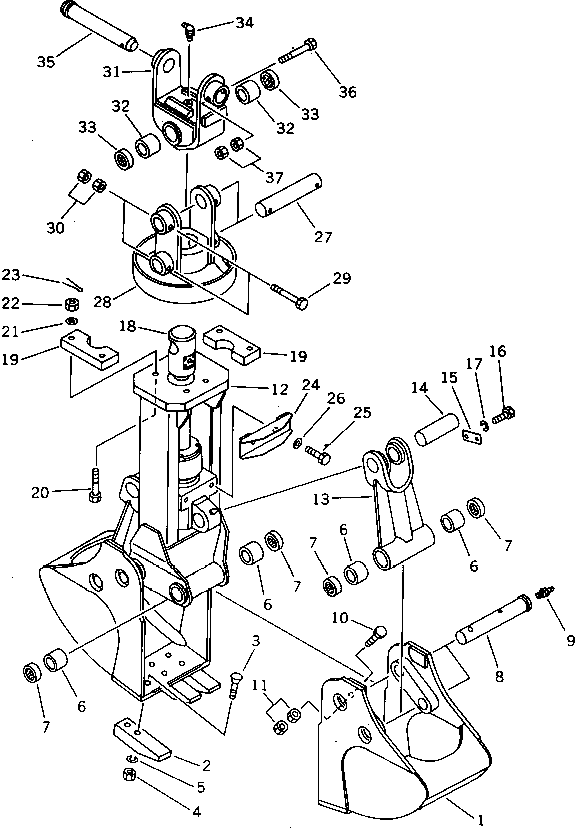 Komatsu parts book diagram for PW150-1 S/N 1001-UP: CLAMSHLL BUCKET 0.40M3