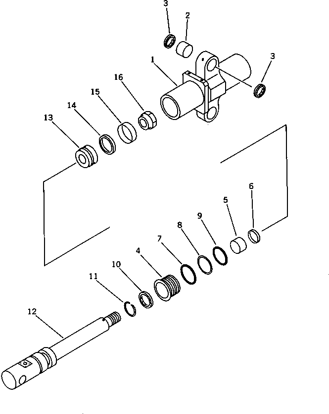 Komatsu parts book diagram for PW150-1 S/N 1001-UP: CLAMSHLL CYLINDER