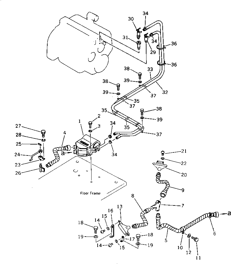 Komatsu parts book diagram for PW150-1 S/N 1001-UP: CAR HEATER AND DEFROSTER