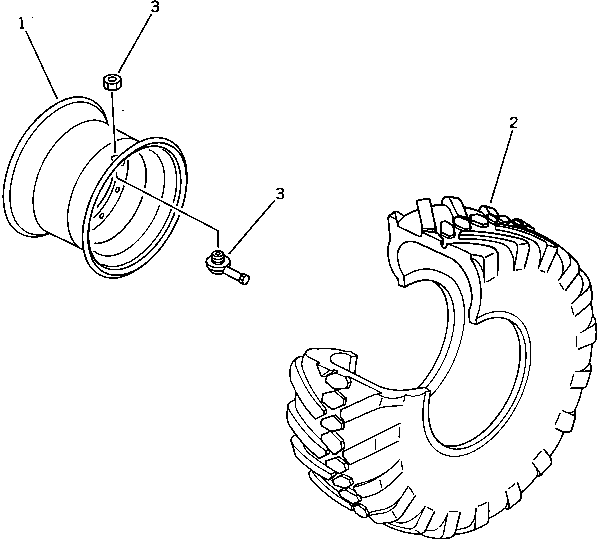 Komatsu parts book diagram for PW150-1 S/N 1001-UP: SINGLE WIDE TIRE