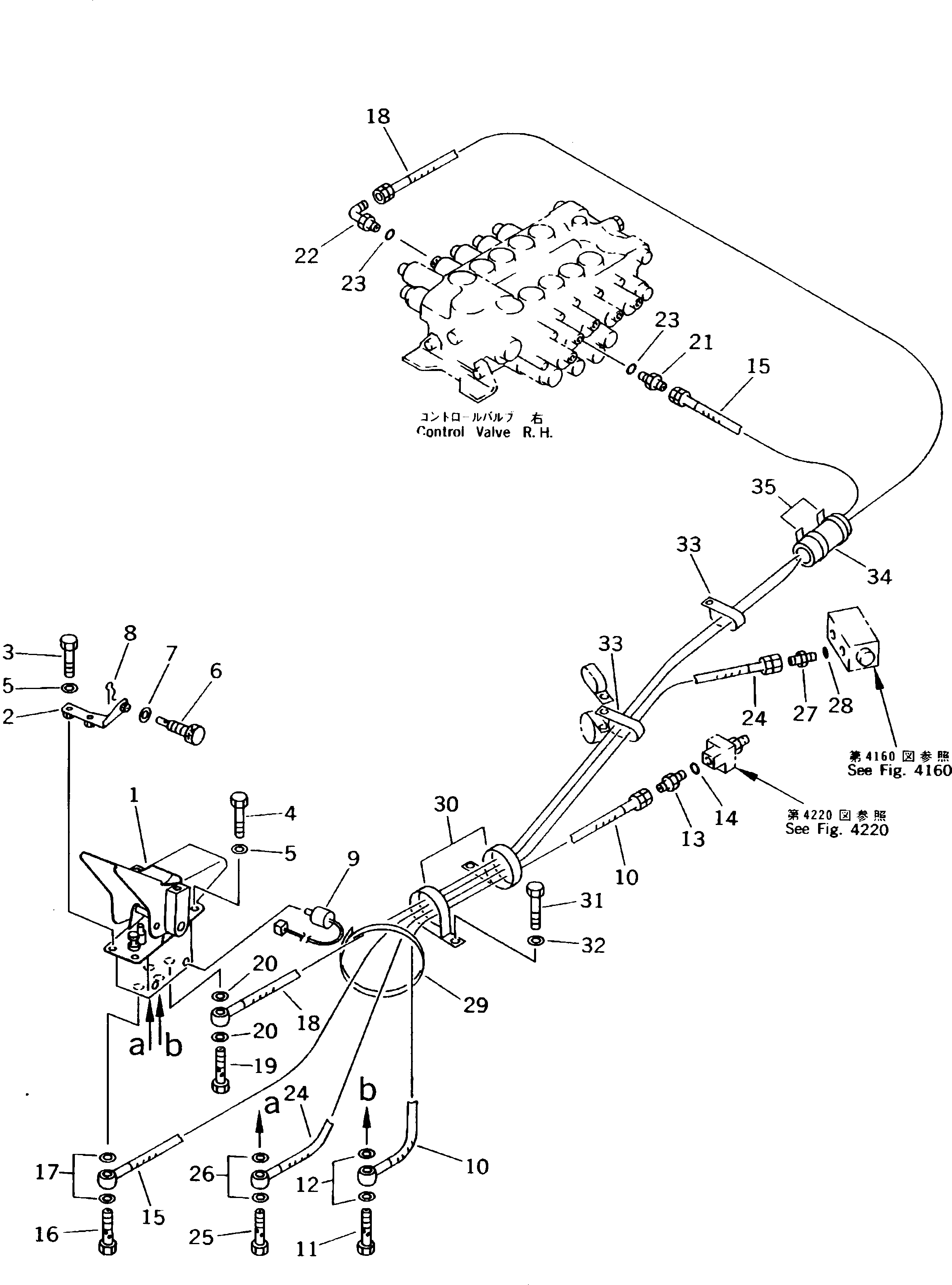 Excavators Komatsu / PW170-5K S/N K20001-UP(pw170-5u) / HYDRAULIC PIPING (2ND BOOM P.P.C. VALVE LINE)(120130 : 4250)