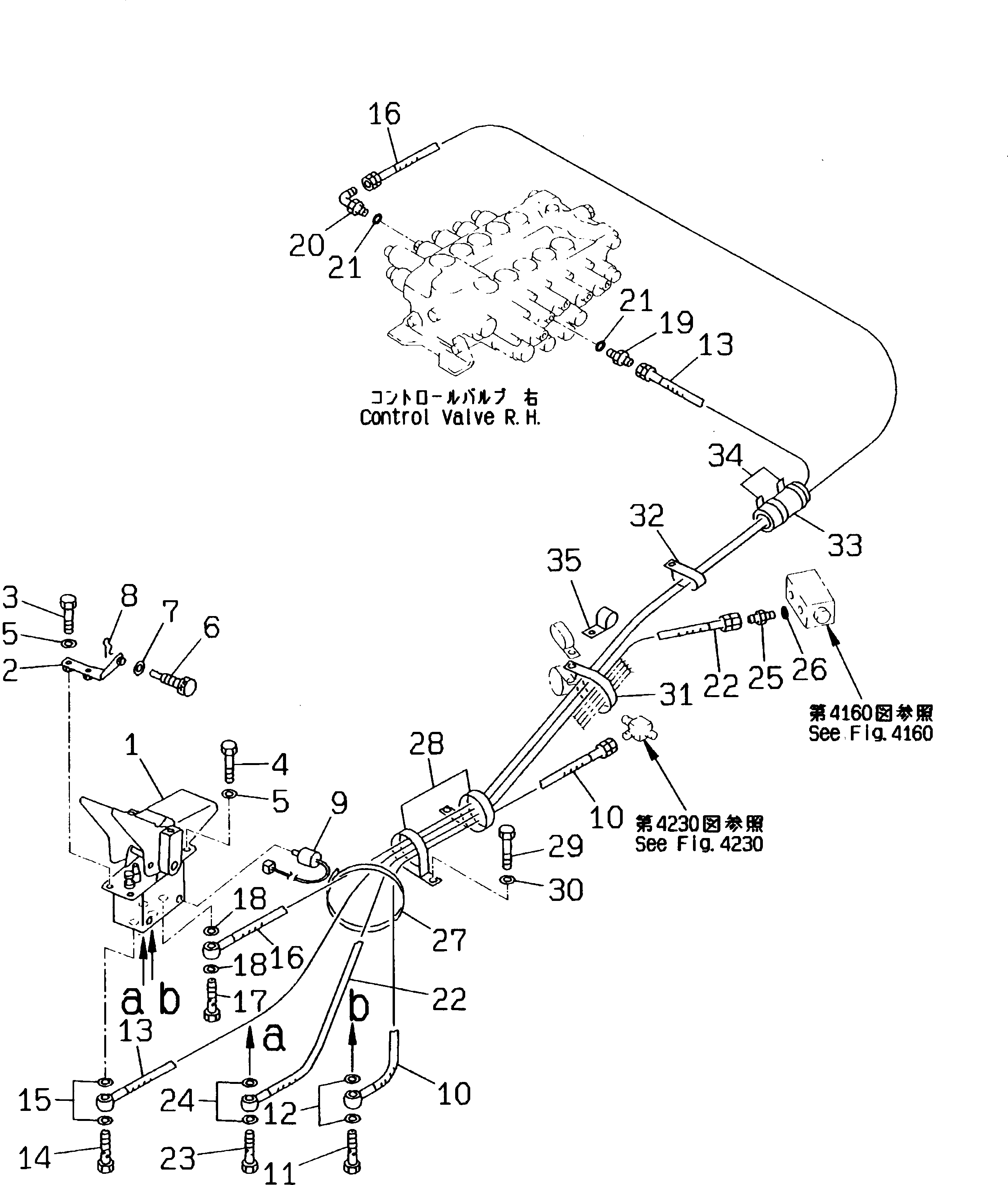Excavators Komatsu / PW170-5K S/N K20001-UP(pw170-5u) / HYDRAULIC PIPING (2ND BOOM P.P.C. VALVE LINE) (WITH BREAKER)(120150 : 4252)