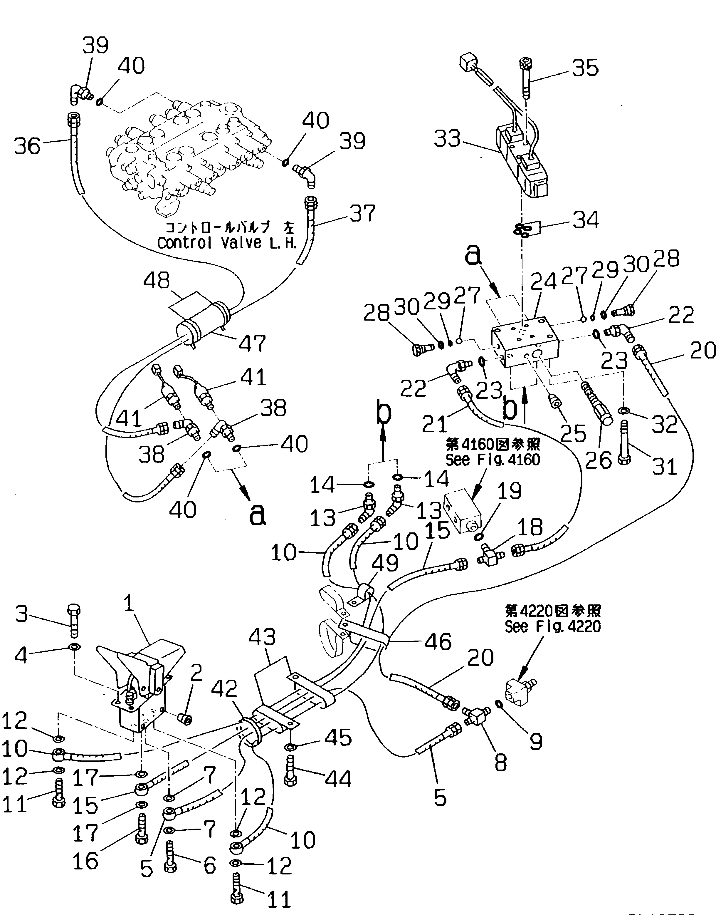 Excavators Komatsu / PW170-5K S/N K20001-UP(pw170-5u) / HYDRAULIC PIPING (BREAKER P.P.C. VALVE LINE) (FOR 1-PIECE BOOM)(120190 : 4311)