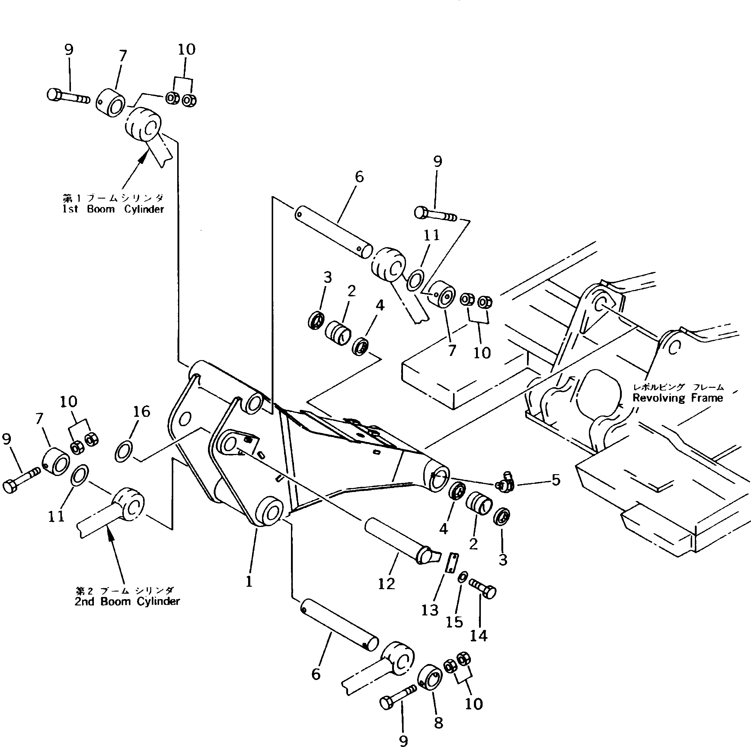 Excavators Komatsu / PW170-5K S/N K20001-UP(pw170-5u) / 1ST BOOM(#K20001-.)(210010 : 7000)