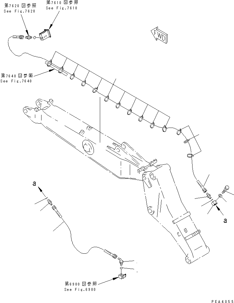Excavators Komatsu / PW170-5K S/N K20001-UP(pw170-5u) / HYDRAULIC PIPING (WORK EQUIPMENT DRAIN LINE) (FOR ROTATING ARM)(210340 : 7630)
