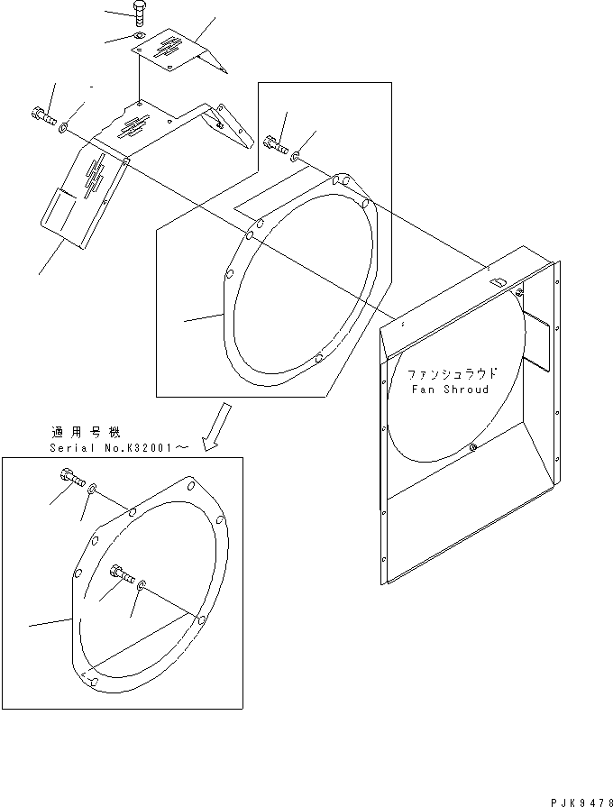 Excavators Komatsu / PW170ES-6K S/N K30001-UP(pw170e0u) / FAN GUARD(#K30286-)(060110 : C0310-01A0B)