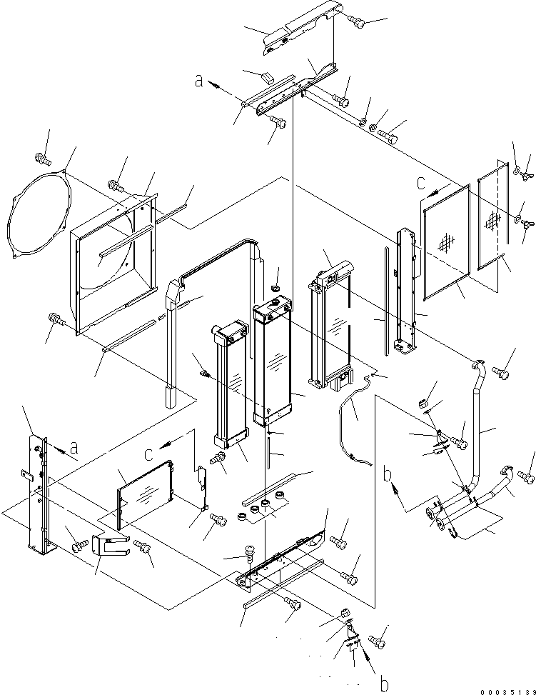 Komatsu parts book diagram for PW180-7K S/N K40001-UP: COOLING (RADIATOR INNER PARTS)