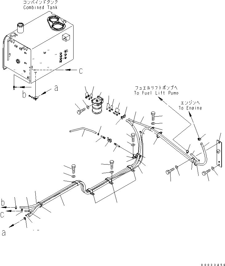 Komatsu parts book diagram for PW180-7K S/N K40001-UP: FUEL LINES