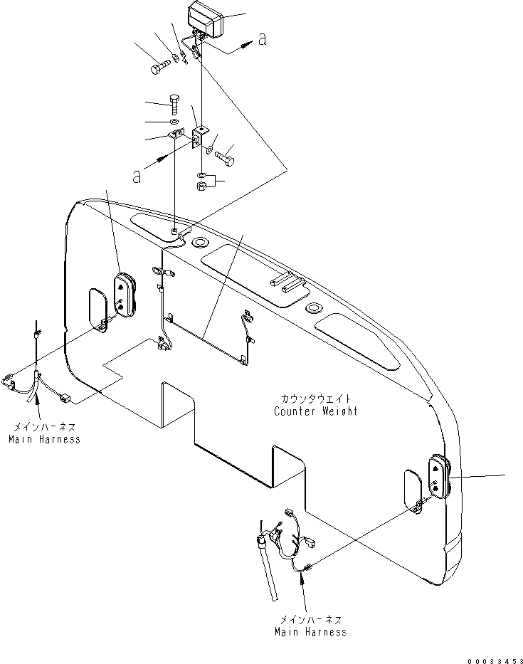 Komatsu parts book diagram for PW180-7K S/N K40001-UP: WIRING (REAR WORK LAMP AND REAR LAMP)