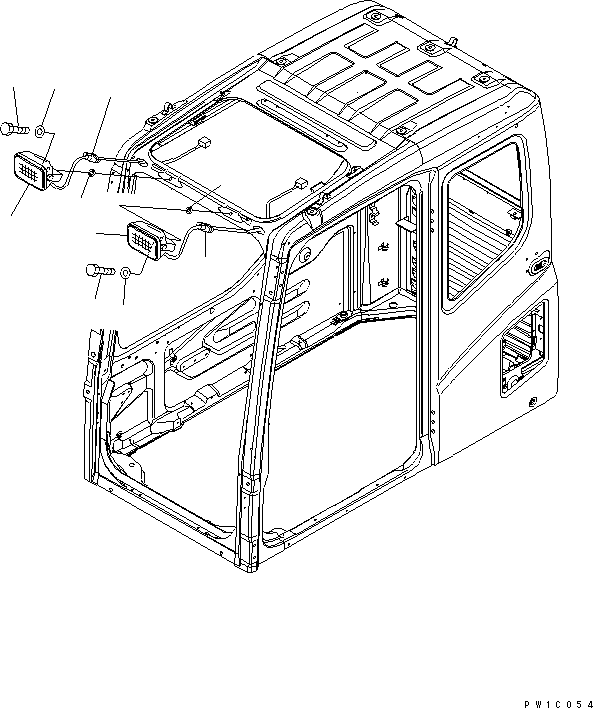Komatsu parts book diagram for PW180-7K S/N K40001-UP: ADDTIONAL WORK LAMP (CAB)