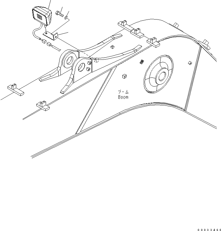 Komatsu parts book diagram for PW180-7K S/N K40001-UP: ADDTIONAL WORK LAMP (FOR 1-PIECE BOOM ? R.H.)