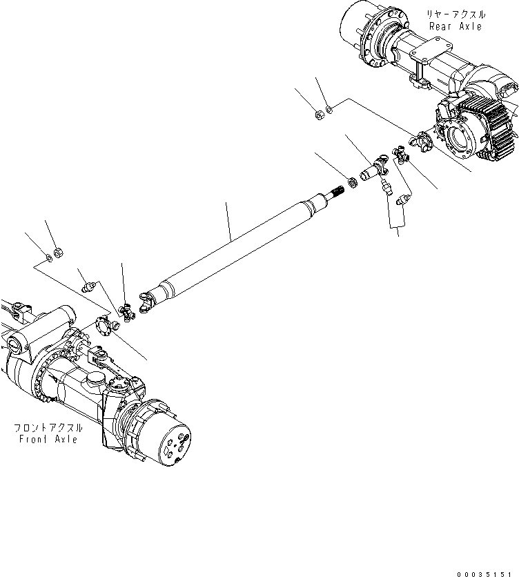 Komatsu parts book diagram for PW180-7K S/N K40001-UP: DRIVE SHAFT