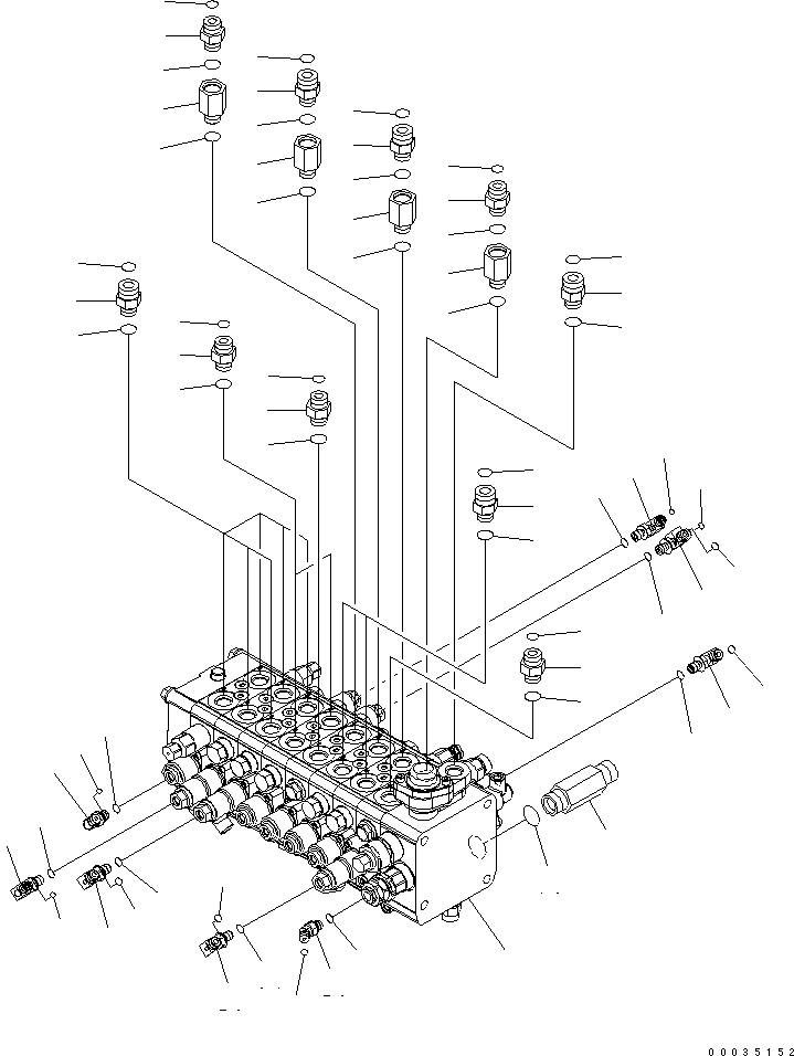 Komatsu parts book diagram for PW180-7K S/N K40001-UP: MAIN VALVE AND CONNECTING PARTS ? 1/3 (8-SPOOL) (2-PIECE BOOM ? 1-ATTACHMENT)