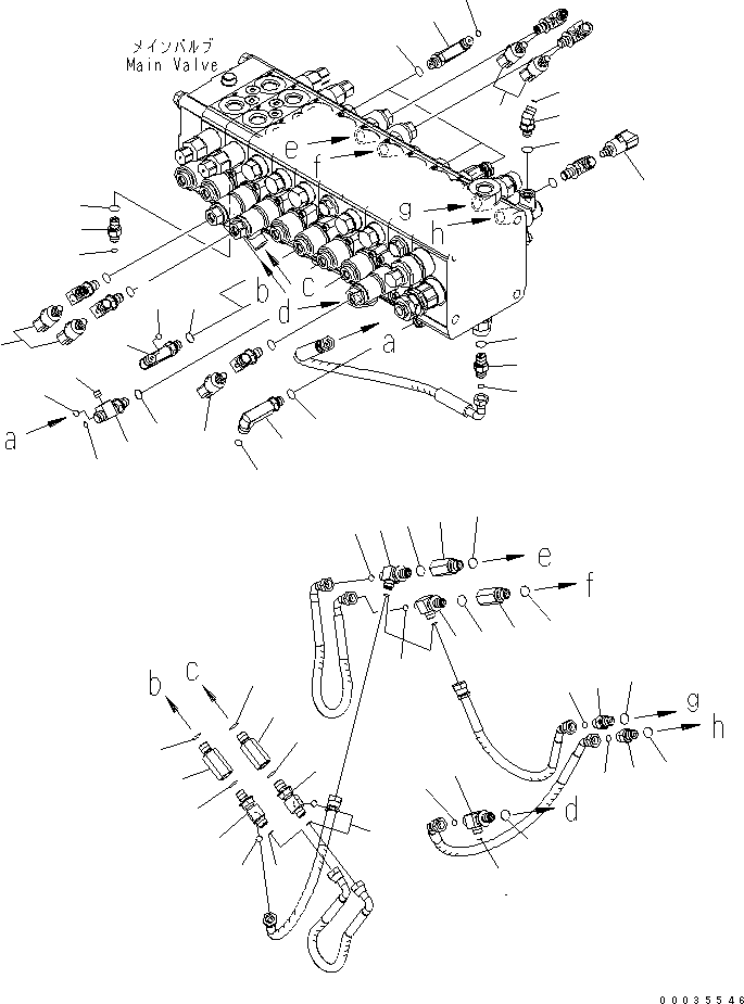 Komatsu parts book diagram for PW180-7K S/N K40001-UP: MAIN VALVE AND CONNECTING PARTS ? 2/3