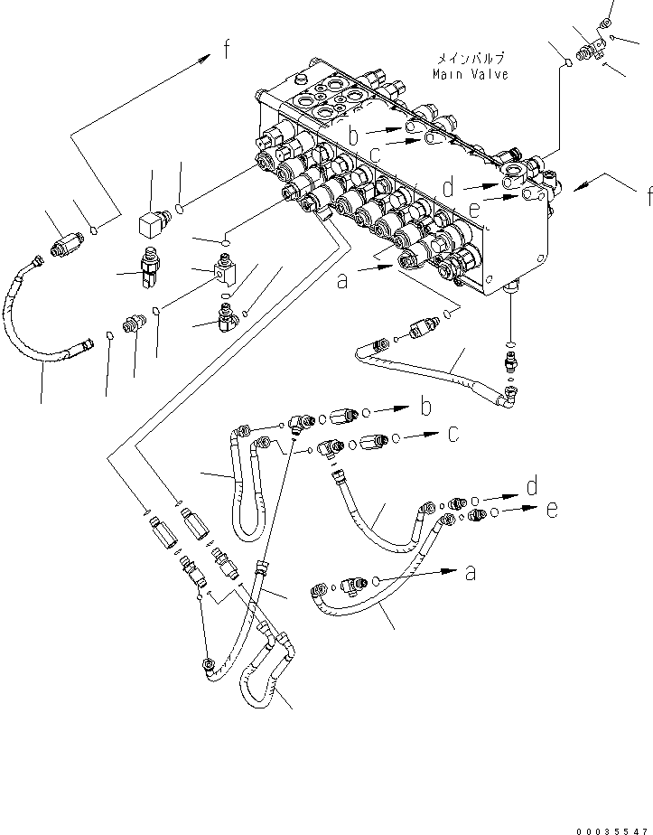 Komatsu parts book diagram for PW180-7K S/N K40001-UP: MAIN VALVE AND CONNECTING PARTS ? 3/3