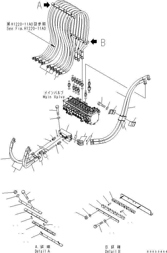 Komatsu parts book diagram for PW180-7K S/N K40001-UP: WORK EQUIPMENT LINE (REVOLVING FRAME SIDE) (FOR 2-PIECE BOOM)