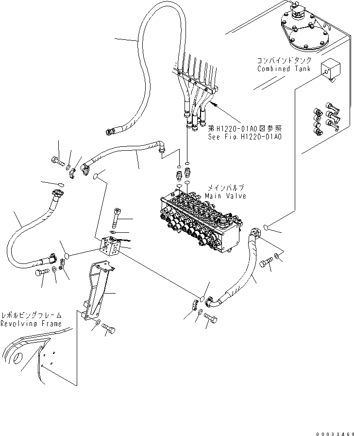 Komatsu parts book diagram for PW180-7K S/N K40001-UP: ATTACHMENT LINE (REVOLVING FRAME SIDE)