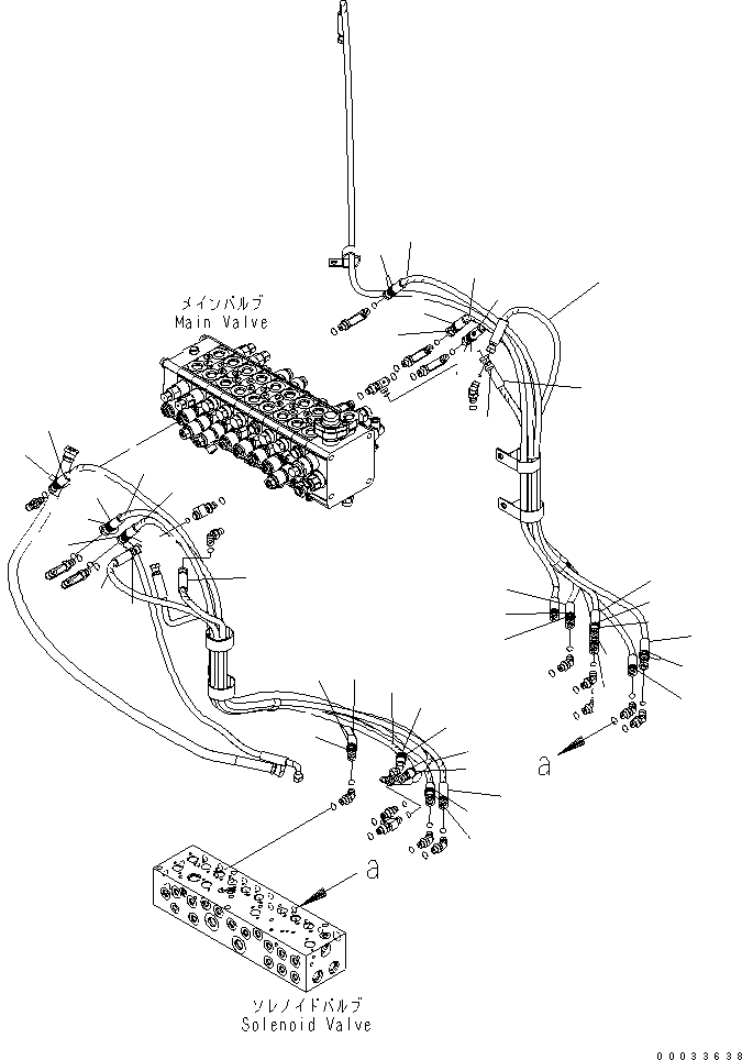 Komatsu parts book diagram for PW180-7K S/N K40001-UP: PPC SOLENOID VALVE (HYDRAULIC PIPING ? 1/2)
