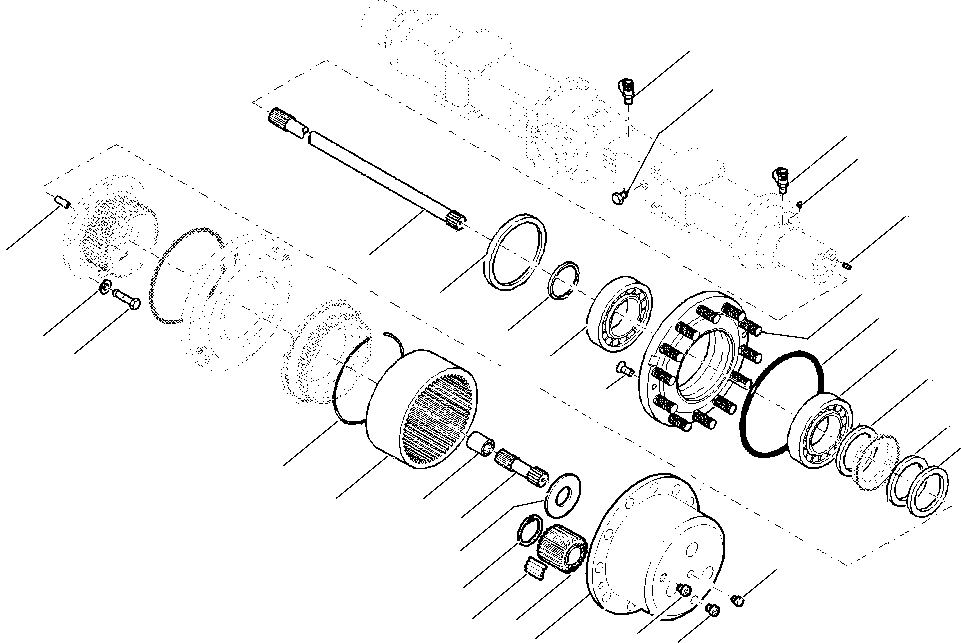 Komatsu parts book diagram for PW180-7K S/N K40001-UP: REAR AXLE (1/7) (2.75M WIDTH)