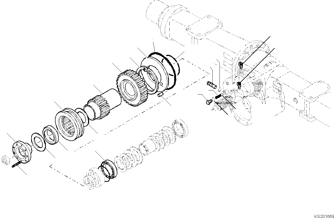 Komatsu parts book diagram for PW180-7K S/N K40001-UP: REAR AXLE (6/7) (2.75M WIDTH)