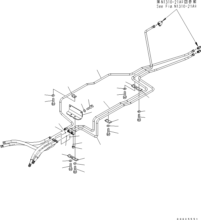Komatsu parts book diagram for PW180-7K S/N K40001-UP: FRONT OUTRIGGER (HYDRAULIC PIPING)