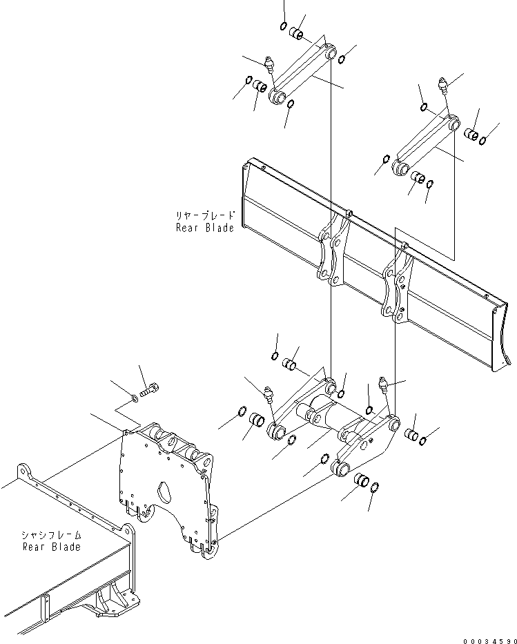 Komatsu parts book diagram for PW180-7K S/N K40001-UP: REAR BLADE (REAR DOZER LINK)