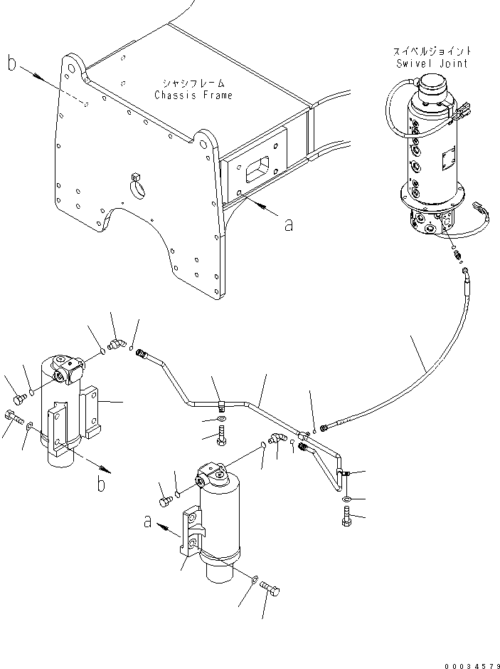 Komatsu parts book diagram for PW180-7K S/N K40001-UP: CHASSIS FRAME (SUSPENSION LOCK CYLINDER)