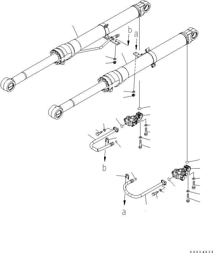 Komatsu parts book diagram for PW180-7K S/N K40001-UP: BOOM LIFT CYLINDER (WITH SAFETY VALVE) (FOR 1-PIECE BOOM)
