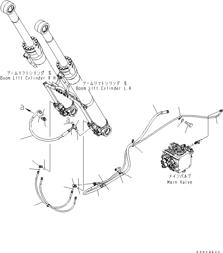 Komatsu parts book diagram for PW180-7K S/N K40001-UP: BOOM LIFT CYLINDER LINE ? 2/2 (WITH SAFETY VALVE) (FOR 1-PIECE BOOM)