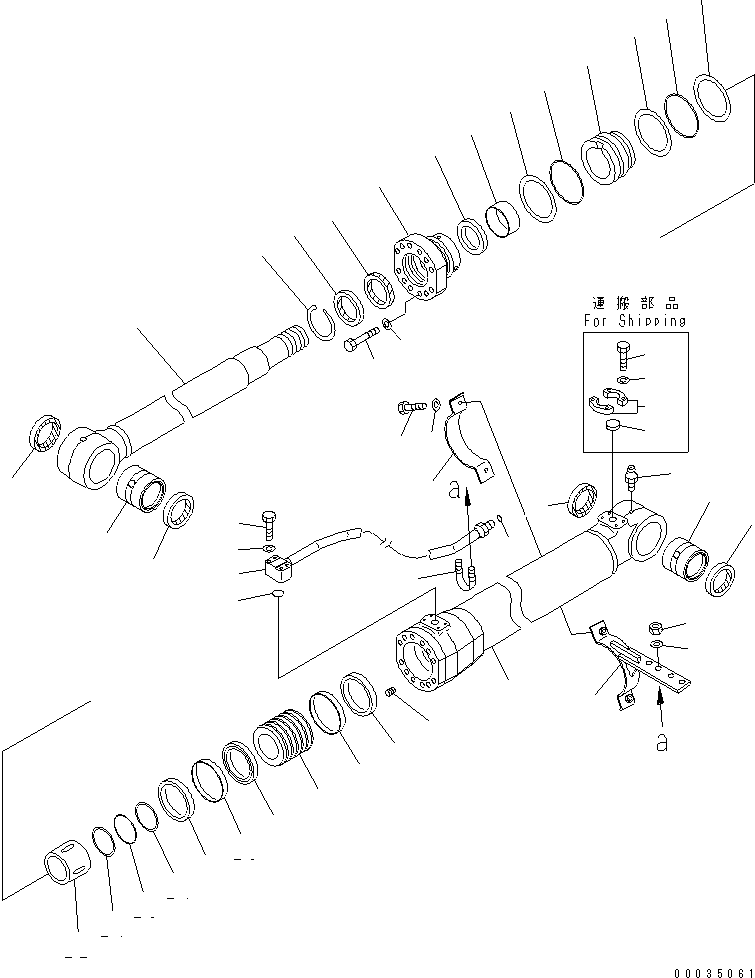 Komatsu parts book diagram for PW180-7K S/N K40001-UP: BOOM CYLINDER (FOR 1-PIECE BOOM)