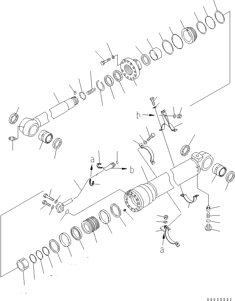 Komatsu parts book diagram for PW180-7K S/N K40001-UP: ARM CYLINDER (SAFETY VALVE LESS)