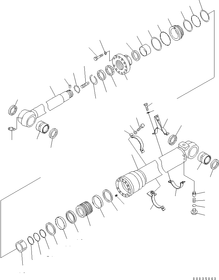 Komatsu parts book diagram for PW180-7K S/N K40001-UP: ARM CYLINDER (WITH SAFETY VALVE)