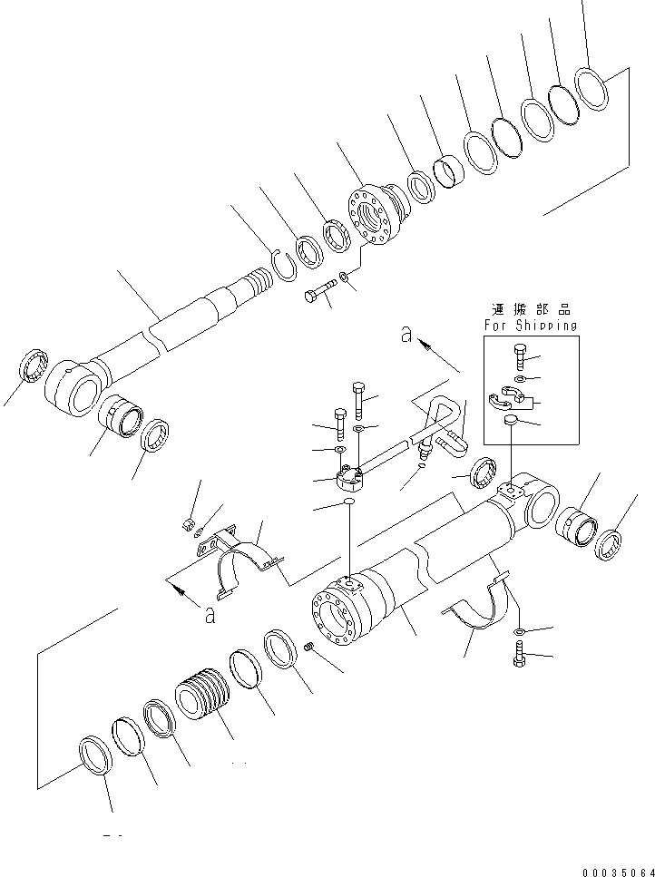 Komatsu parts book diagram for PW180-7K S/N K40001-UP: BOOM ADJUST CYLINDER (SAFETY VALVE LESS) (FOR 2-PIECE BOOM)