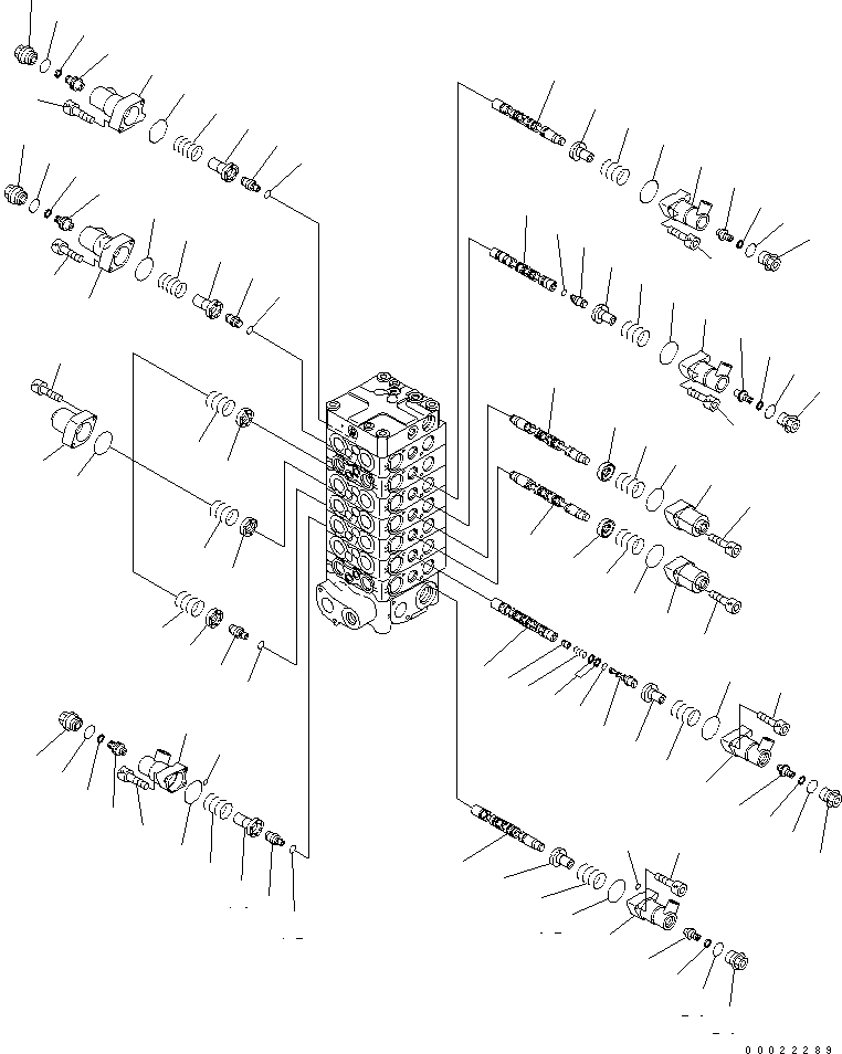 Komatsu parts book diagram for PW180-7K S/N K40001-UP: MAIN VALVE (7-SPOOL) (2/9)
