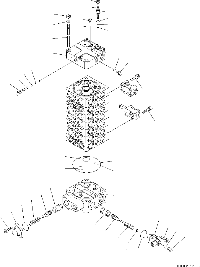 Komatsu parts book diagram for PW180-7K S/N K40001-UP: MAIN VALVE (7-SPOOL) (5/9)