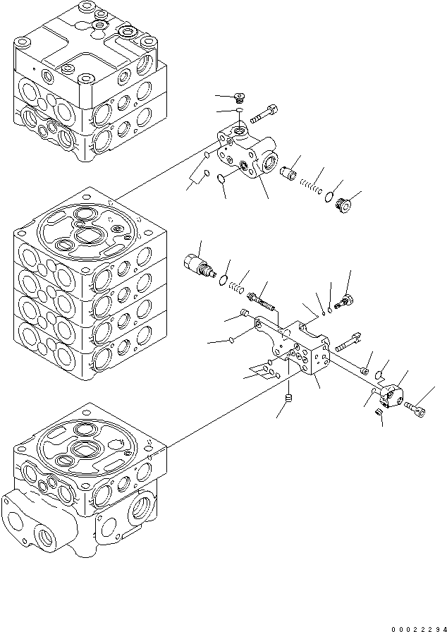Komatsu parts book diagram for PW180-7K S/N K40001-UP: MAIN VALVE (7-SPOOL) (7/9)