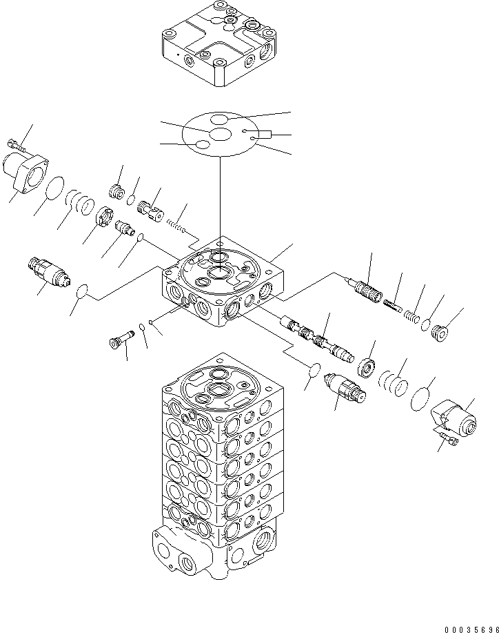 Komatsu parts book diagram for PW180-7K S/N K40001-UP: MAIN VALVE (7-SPOOL) (9/9)
