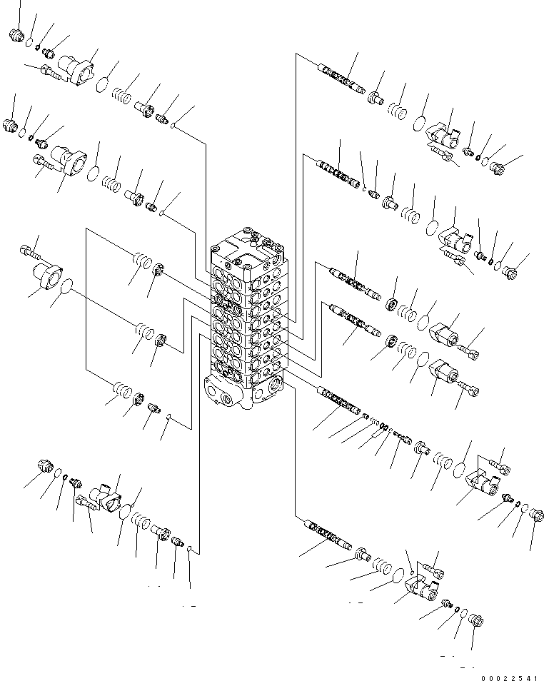 Komatsu parts book diagram for PW180-7K S/N K40001-UP: MAIN VALVE (8-SPOOL) (2/9) (FOR 1-PIECE BOOM)