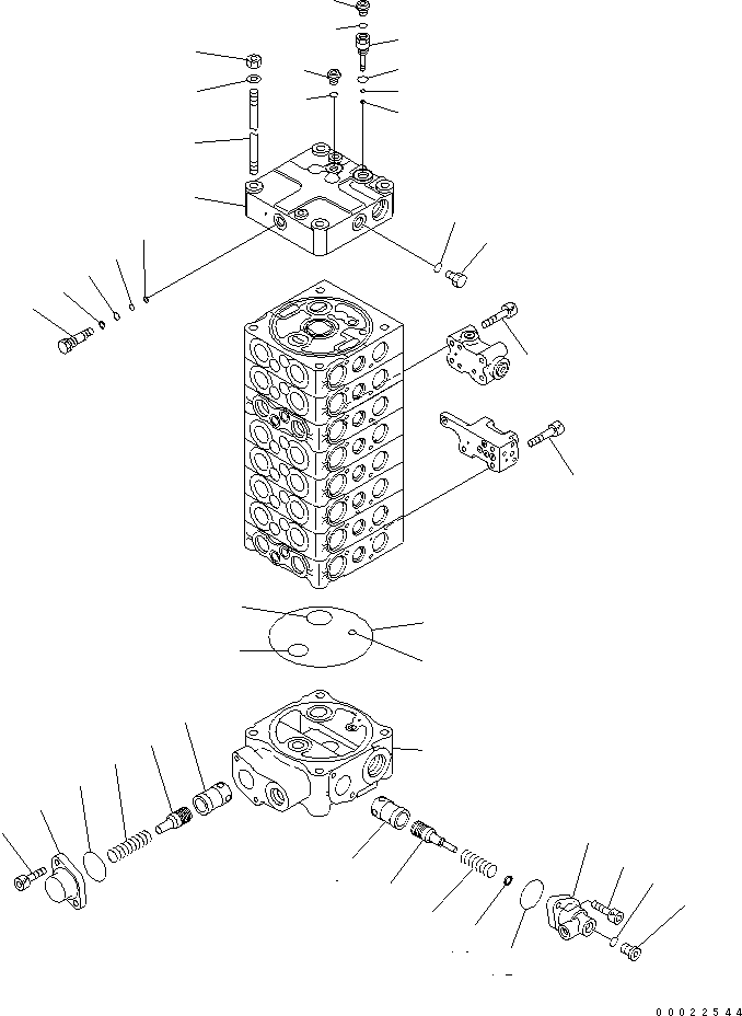 Komatsu parts book diagram for PW180-7K S/N K40001-UP: MAIN VALVE (8-SPOOL) (5/9) (FOR 1-PIECE BOOM)