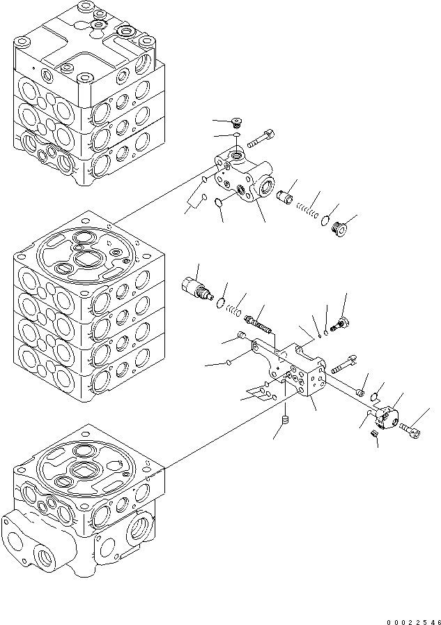 Komatsu parts book diagram for PW180-7K S/N K40001-UP: MAIN VALVE (8-SPOOL) (7/9) (FOR 1-PIECE BOOM)