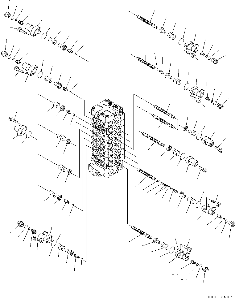 Komatsu parts book diagram for PW180-7K S/N K40001-UP: MAIN VALVE (8-SPOOL) (2/9) (FOR 2-PIECE BOOM)