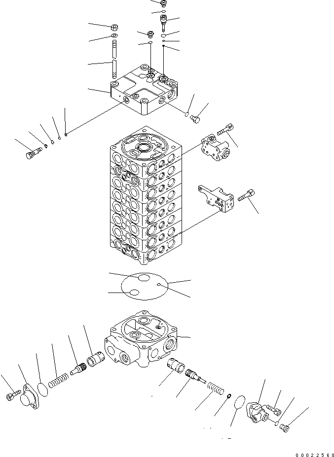 Komatsu parts book diagram for PW180-7K S/N K40001-UP: MAIN VALVE (8-SPOOL) (5/9) (FOR 2-PIECE BOOM)