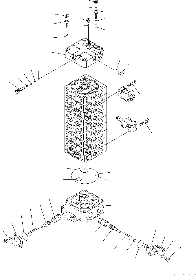 Komatsu parts book diagram for PW180-7K S/N K40001-UP: MAIN VALVE (9-SPOOL) (5/9) (FOR 2-PIECE BOOM)