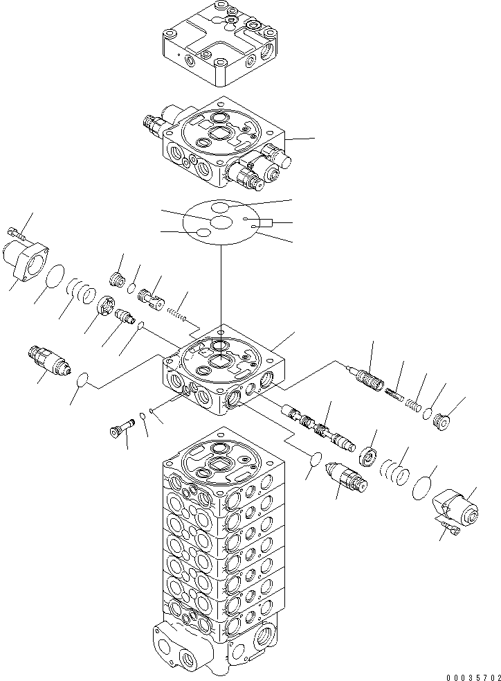 Komatsu parts book diagram for PW180-7K S/N K40001-UP: MAIN VALVE (9-SPOOL) (9/9) (FOR 2-PIECE BOOM)